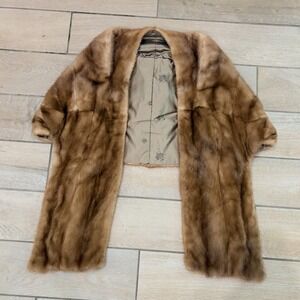 Mink Fur Stole Shawl Wrap Scarf Brown Vintage Elegant Evening Occasion